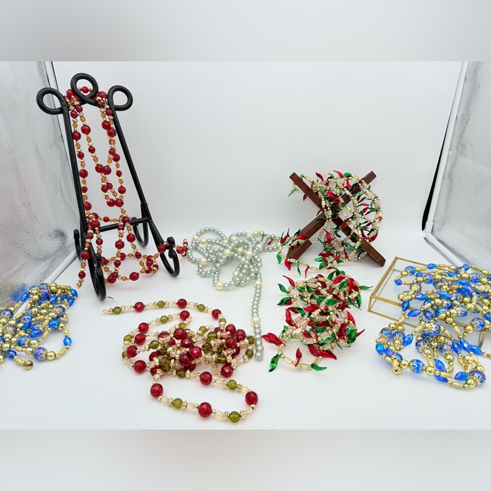 7x plastic Christmas tree garlands - Christmas tree decorations garlands